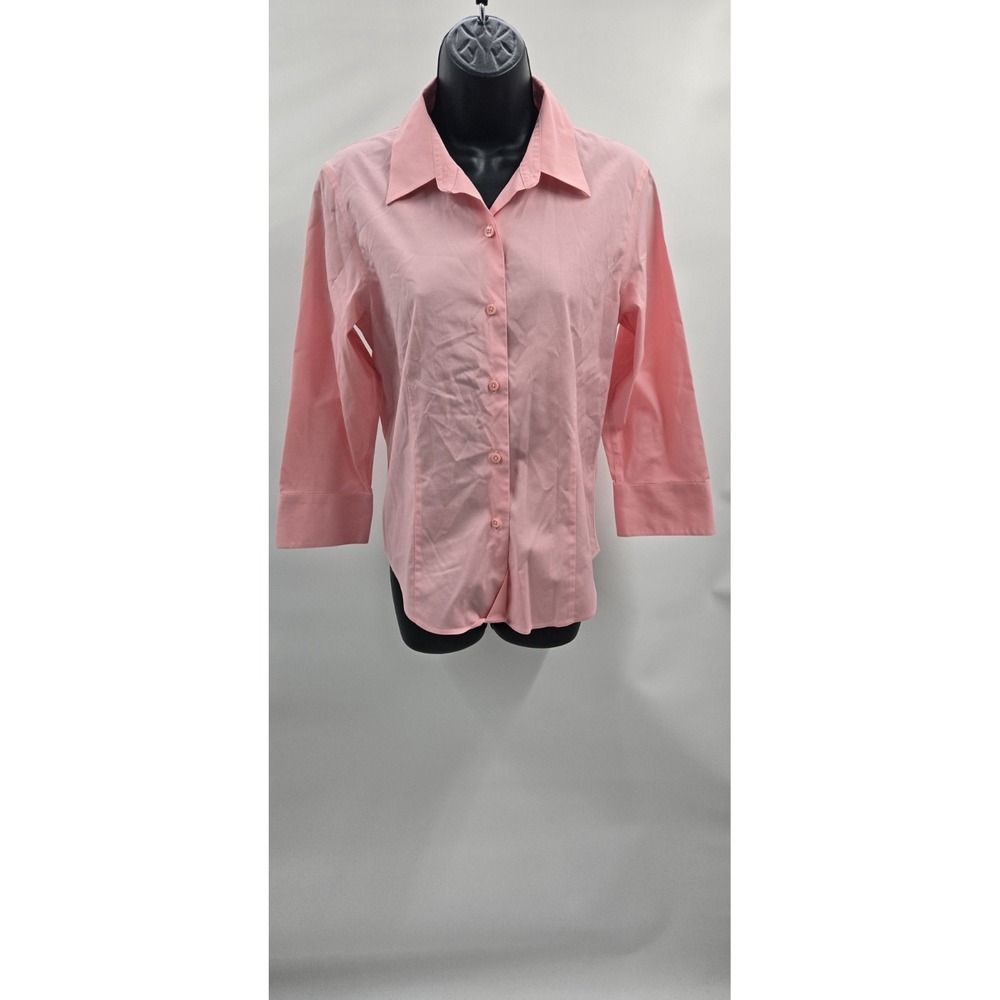 Talbots Button Down Women's Shirt Size 8 Coral LS Wrinkle Resistant Stretch